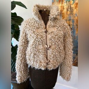 Anthropologie Cream Teddy Jacket with Toggle Closures